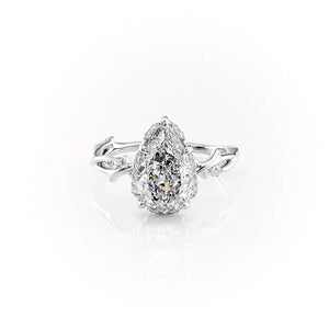 The Halo Twig Set With A 5 Carat Pear Moissanite