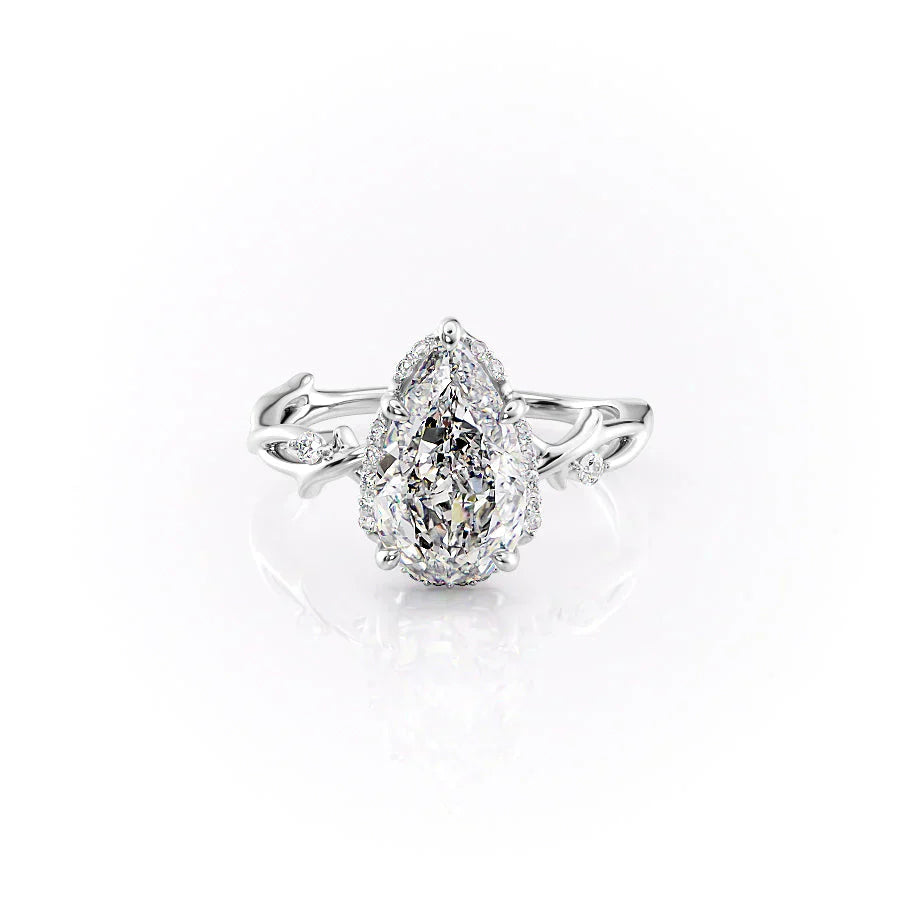 The Halo Twig Set With A 1 Carat Pear Lab Diamond