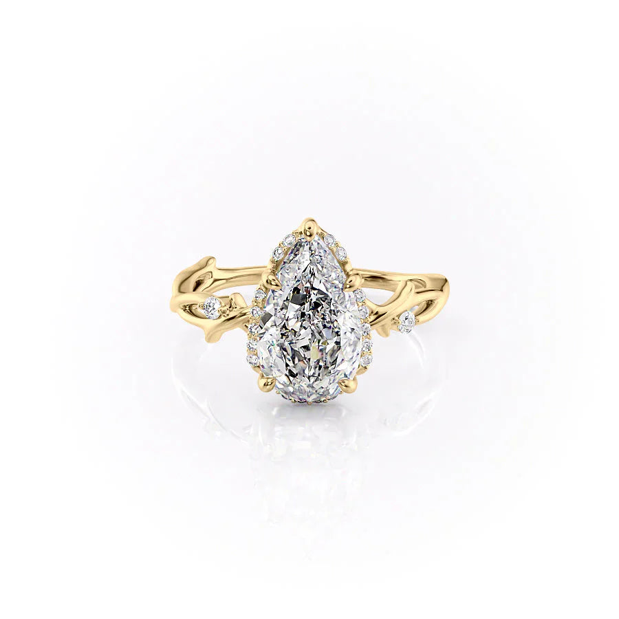 The Halo Twig Set With A 2 Carat Pear Lab Diamond
