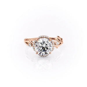 The Halo Twig Set With A 3 Carat Round Moissanite