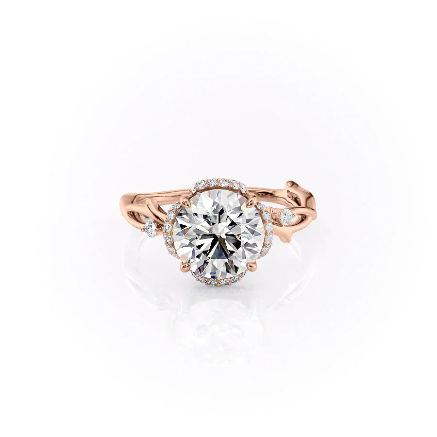 The Halo Twig Set With A 1.5 Carat Round Lab Diamond