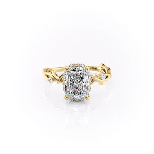 The Halo Twig Set With A 3 Carat Radiant Moissanite