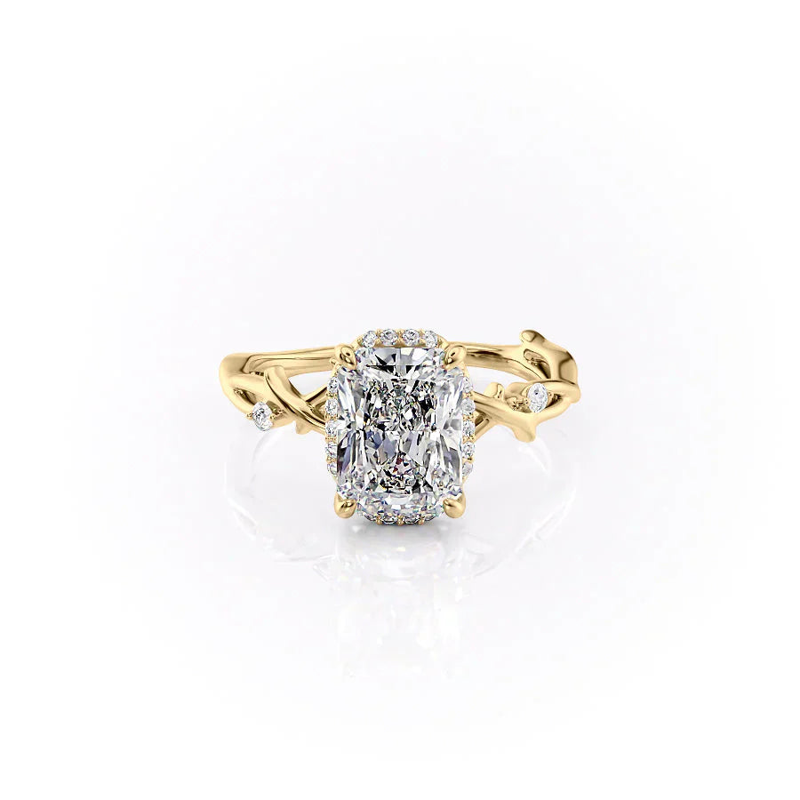 The Halo Twig Set With A 1 Carat Radiant Lab Diamond