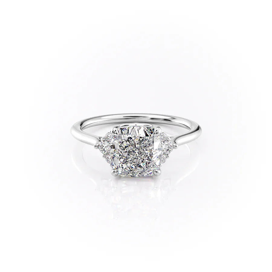 The Victoria Set With A 1 Carat Cushion Moissanite
