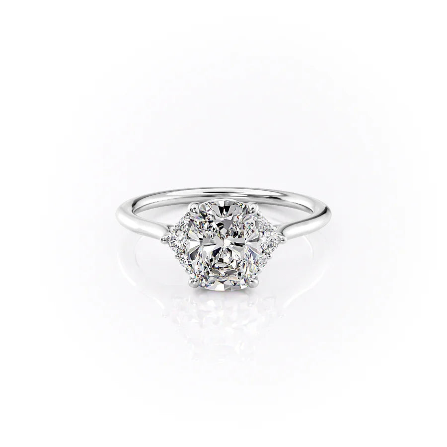 The Victoria Set With A 2.5 Carat Elongated Cushion Lab Diamond