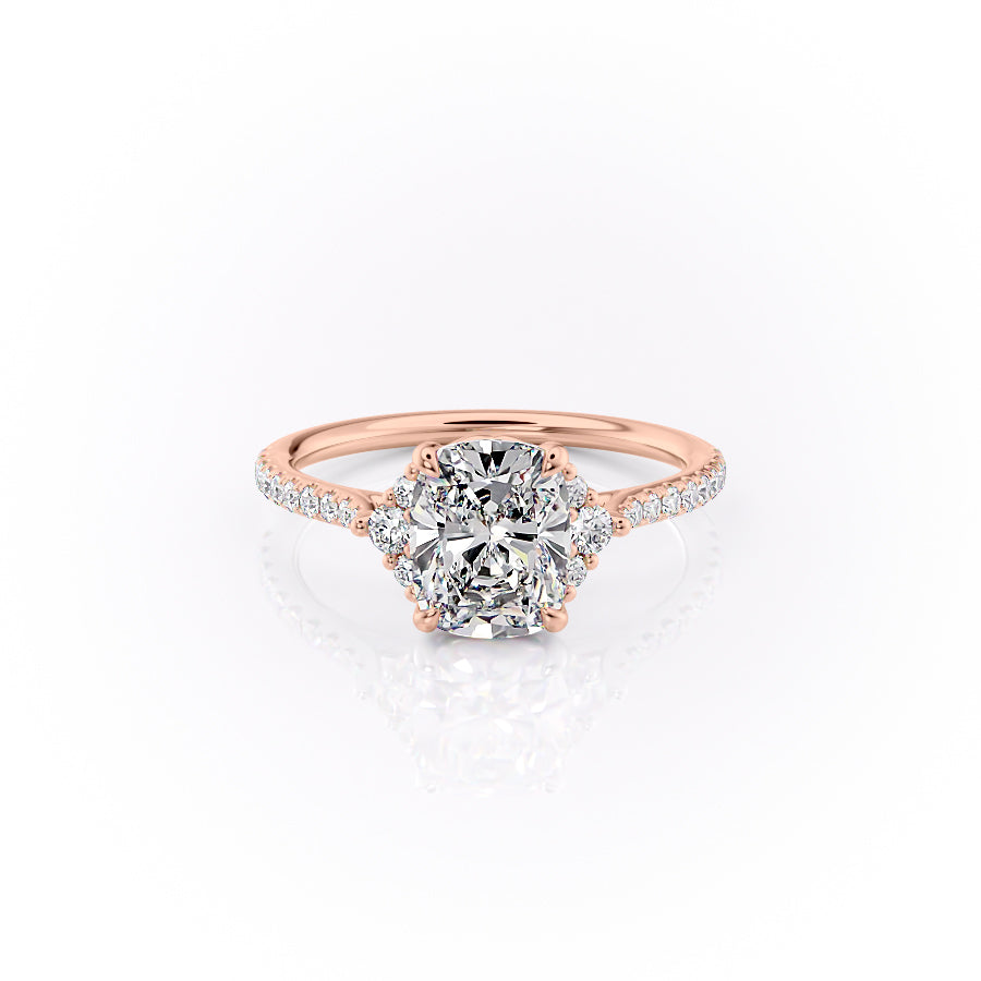 The Pave Victoria Set With A 1 Carat Elongated Cushion Lab Diamond