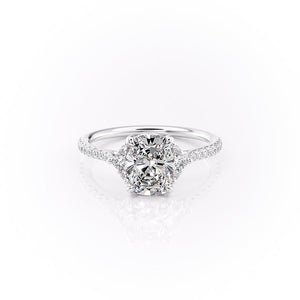 The Pave Victoria Set With A 4 Carat Elongated Cushion Moissanite