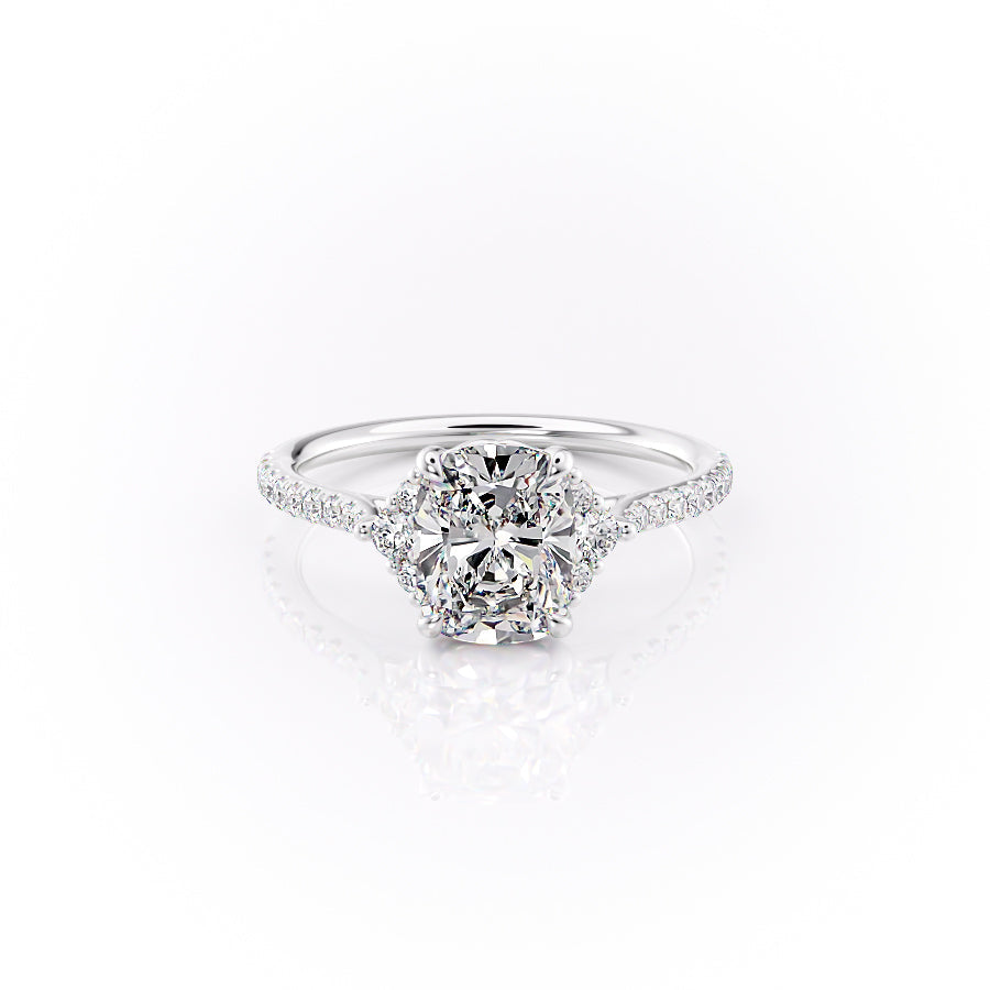 The Pave Victoria Set With A 2 Carat Elongated Cushion Moissanite