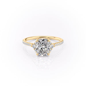 The Pave Victoria Set With A 2 Carat Elongated Cushion Moissanite