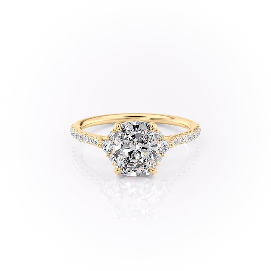 The Pave Victoria Set With A 2 Carat Elongated Cushion Moissanite