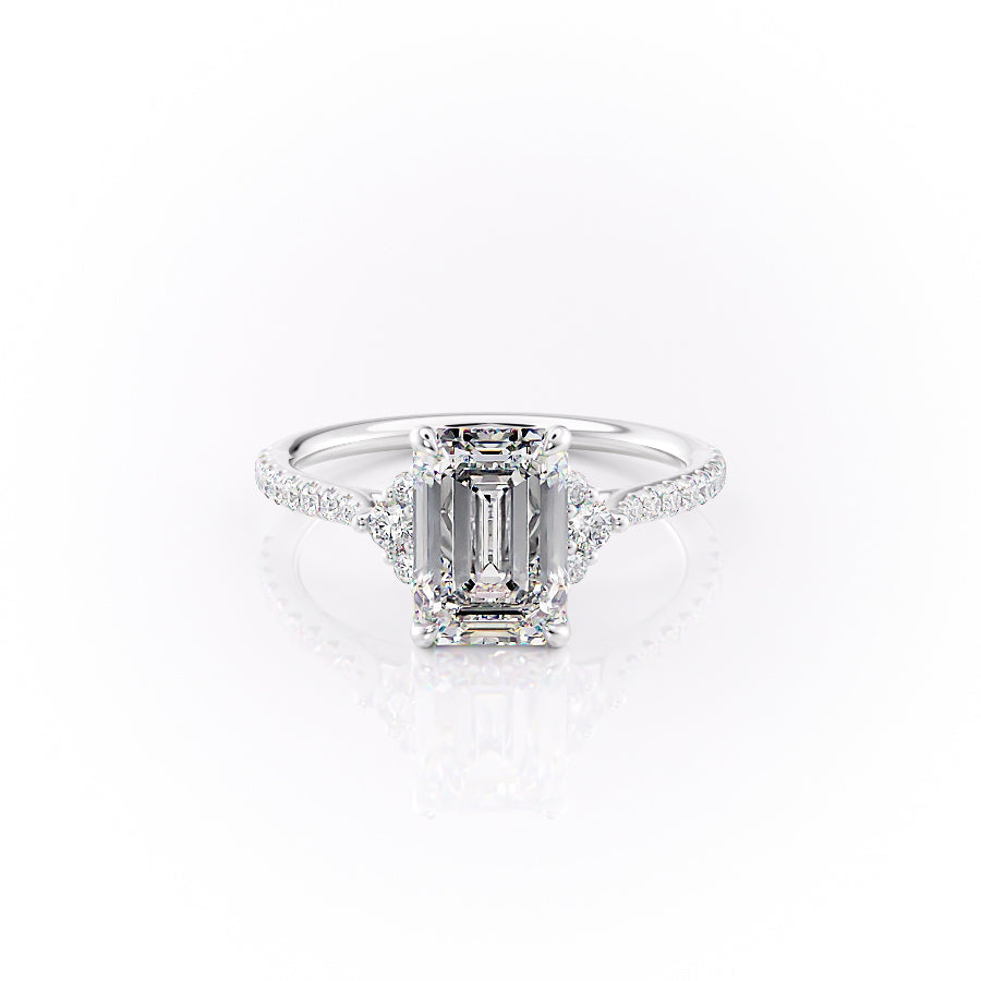 The Pave Victoria Set With A 3 Carat Emerald Moissanite