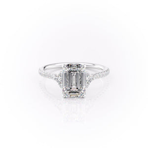 The Pave Victoria Set With A 3 Carat Emerald Moissanite