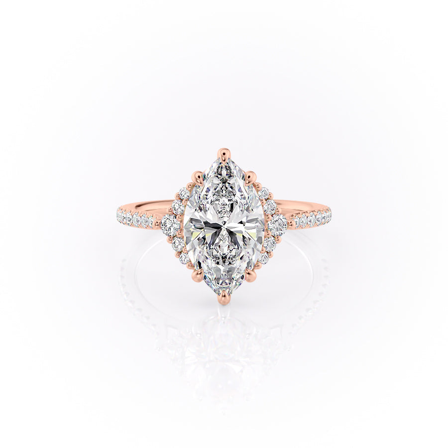 The Pave Victoria Set With A 4 Carat Marquise Moissanite