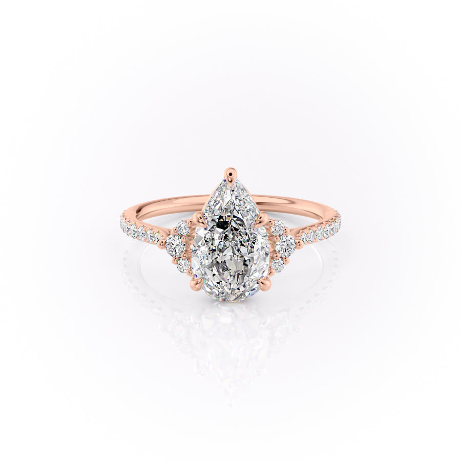 The Pave Victoria Set With A 1 Carat Pear Moissanite