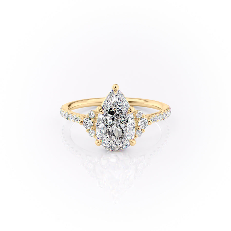 The Pave Victoria Set With A 3 Carat Pear Moissanite