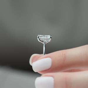 The Sarah Set With A 2 Carat Elongated Cushion Moissanite