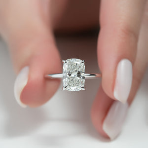 The Sarah Set With A 2 Carat Elongated Cushion Moissanite