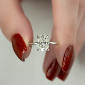 The Sarah Set With A 2 Carat Elongated Cushion Moissanite