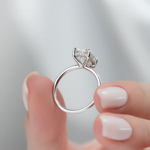 The Sarah Set With A 2 Carat Elongated Cushion Moissanite
