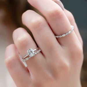 The Sarah Set With A 2 Carat Elongated Cushion Moissanite