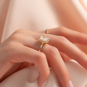 The Sarah Set With A 2 Carat Elongated Cushion Moissanite