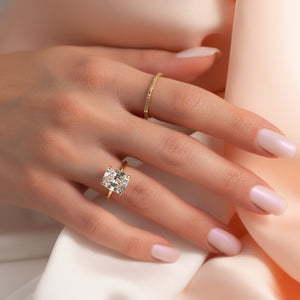 The Sarah Set With A 2 Carat Elongated Cushion Moissanite