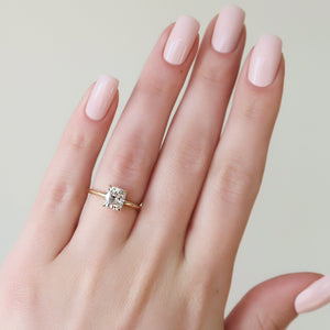 The Sarah Set With A 2 Carat Elongated Cushion Moissanite