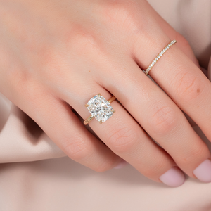 The Sarah Set With A 2 Carat Elongated Cushion Moissanite