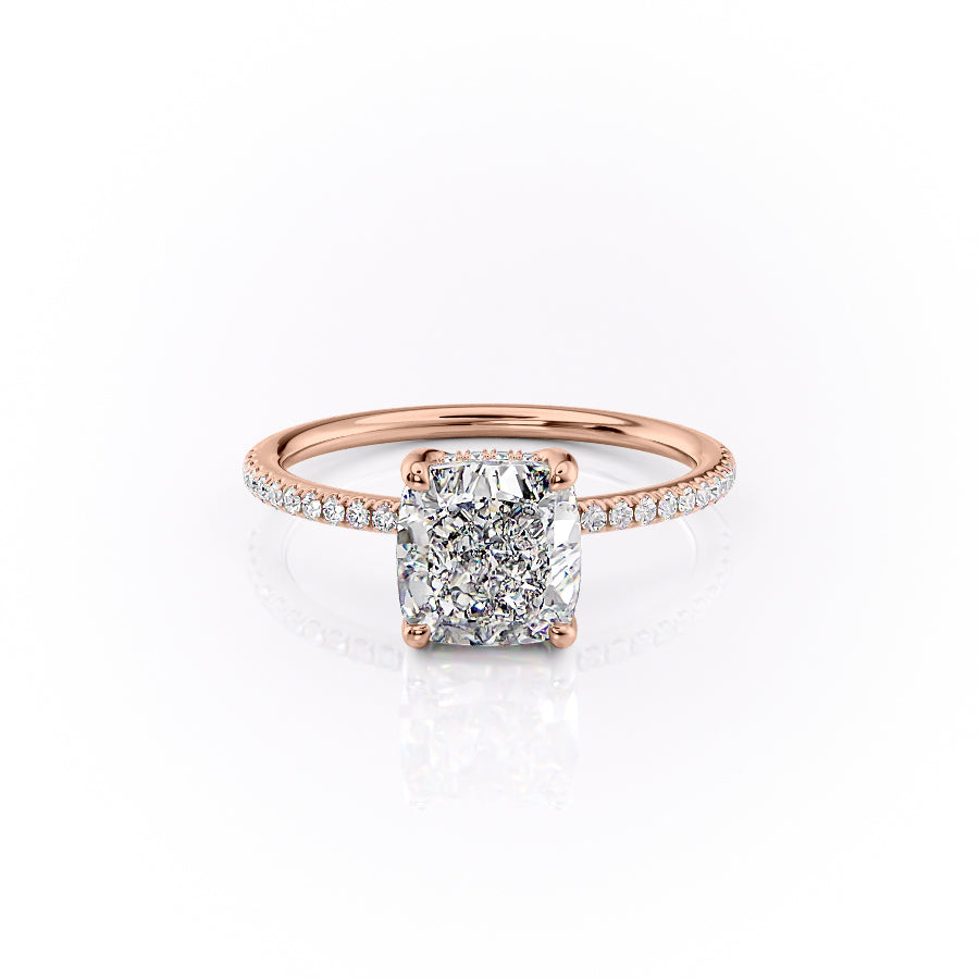 The Pave Sarah Set With A 3 Carat Cushion Moissanite