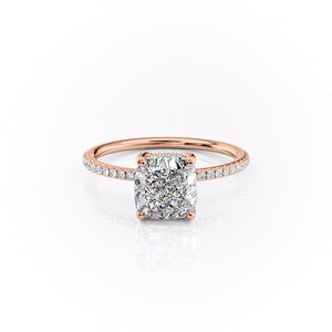 The Pave Sarah Set With A 3 Carat Cushion Lab Diamond