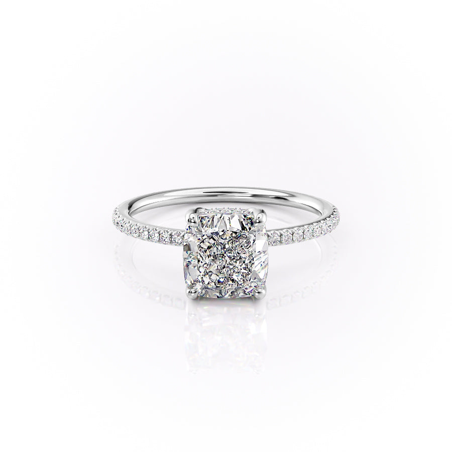 The Pave Sarah Set With A 2 Carat Cushion Lab Diamond