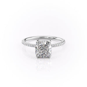 The Pave Sarah Set With A 3 Carat Cushion Moissanite