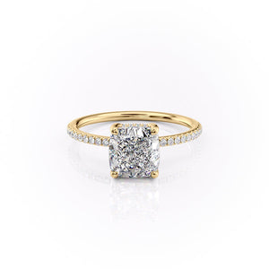 The Pave Sarah Set With A 5 Carat Cushion Moissanite