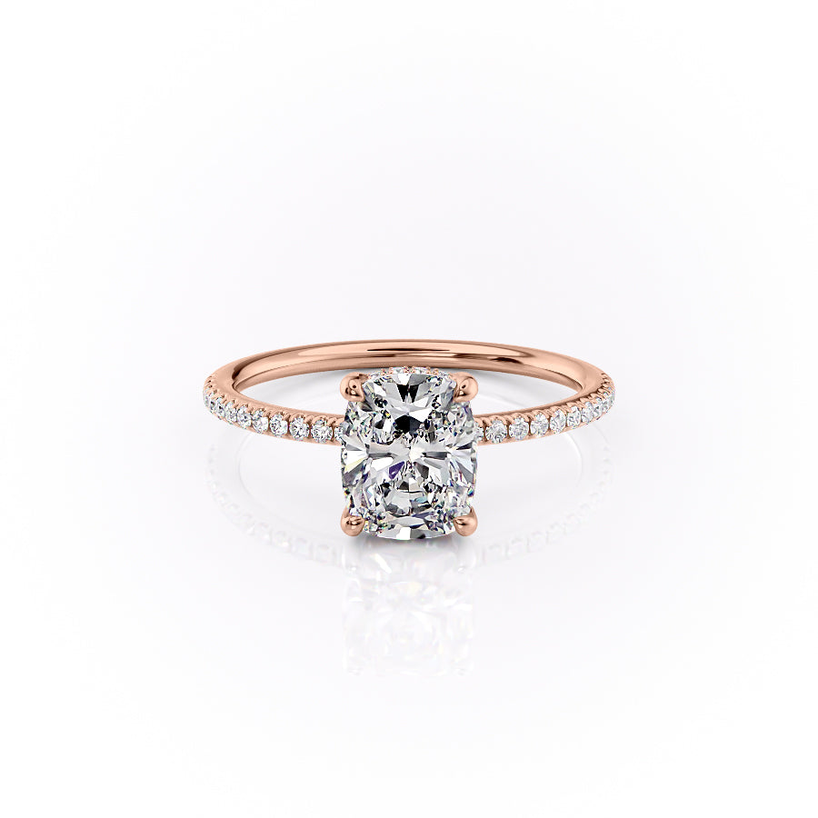 The Pave Sarah Set With A 1 Carat Elongated Cushion Moissanite