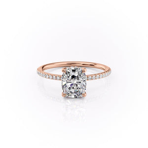 The Pave Sarah Set With A 3 Carat Elongated Cushion Lab Diamond