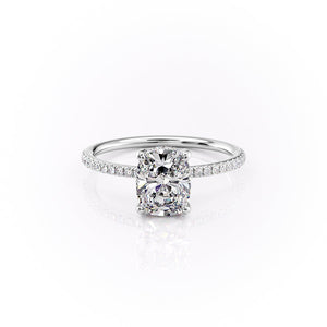 The Pave Sarah Set With A 3 Carat Elongated Cushion Lab Diamond