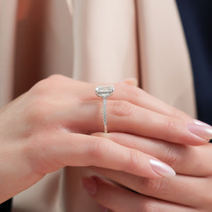 The Pave Sarah Set With A 1 Carat Elongated Cushion Lab Diamond