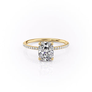 The Pave Sarah Set With A 2 Carat Elongated Cushion Moissanite