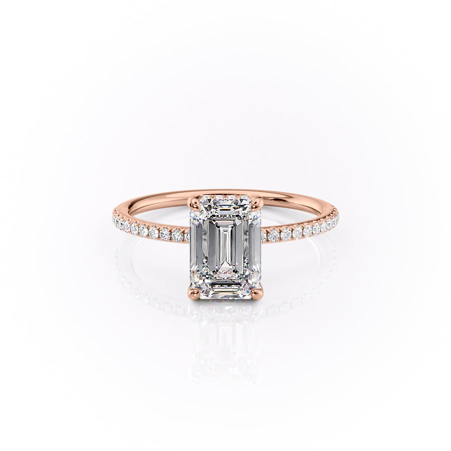 The Pave Sarah Set With A 2 Carat Emerald Moissanite