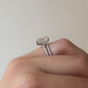 The Pave Sarah Set With A Emerald Moissanite
