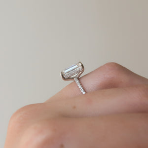 The Pave Sarah Set With A 2 Carat Emerald Lab Diamond
