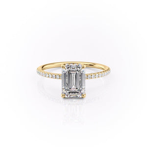 The Pave Sarah Set With A 2.5 Carat Emerald Lab Diamond