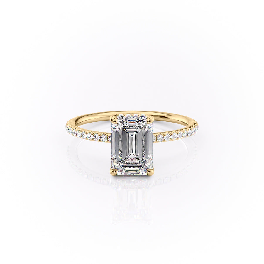 The Pave Sarah Set With A 1 Carat Emerald Moissanite