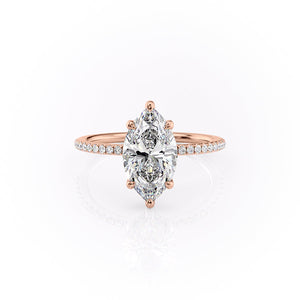 The Pave Sarah Set With A 3 Carat Marquise Lab Diamond