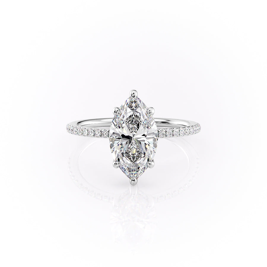 The Pave Sarah Set With A 3 Carat Marquise Lab Diamond