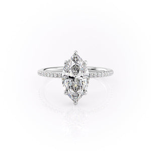 The Pave Sarah Set With A 1 Carat Marquise Lab Diamond