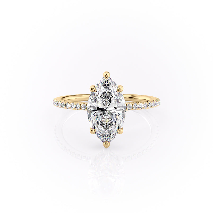 The Pave Sarah Set With A 1 Carat Marquise Lab Diamond