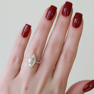 The Pave Sarah Set With A 3 Carat Marquise Lab Diamond