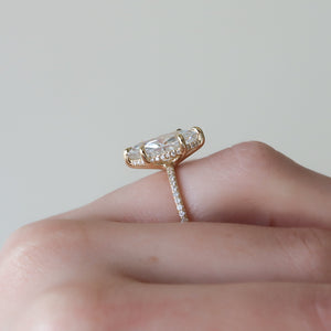 The Pave Sarah Set With A 3 Carat Marquise Lab Diamond