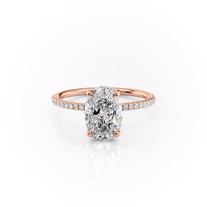 The Pave Sarah Set With A 1.5 Carat Oval Lab Diamond